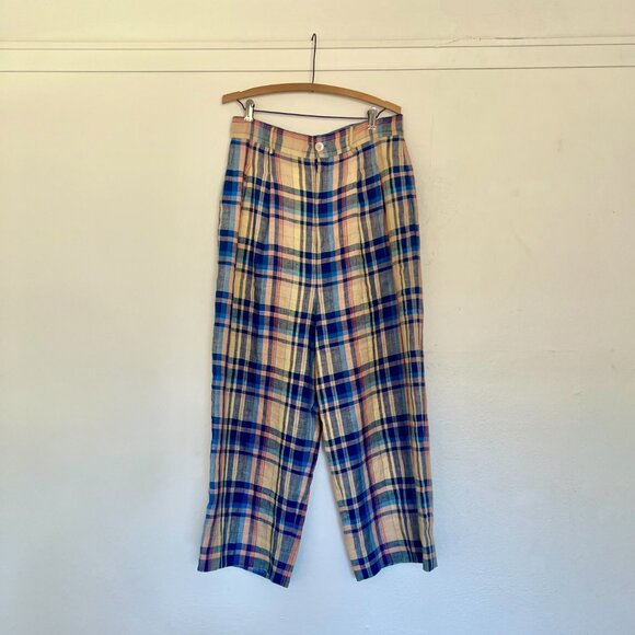 Caron Callahan Pants - Caron Callahan Linen Adler Pants in Cottage Plaid